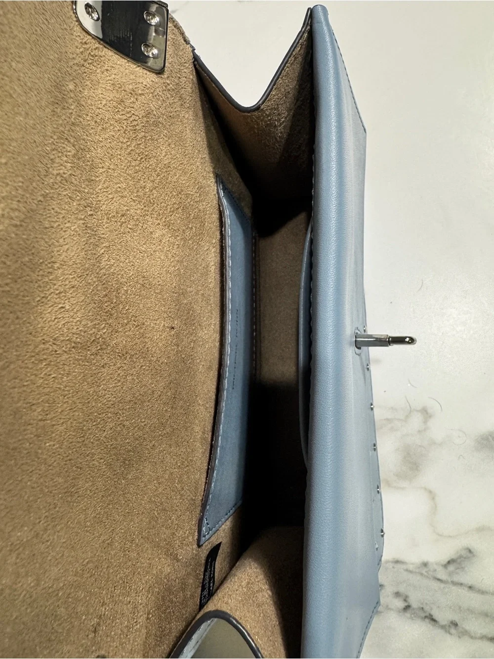 Michael Kors Light Blue Quilted Shoulder Bag with Silver Hardware